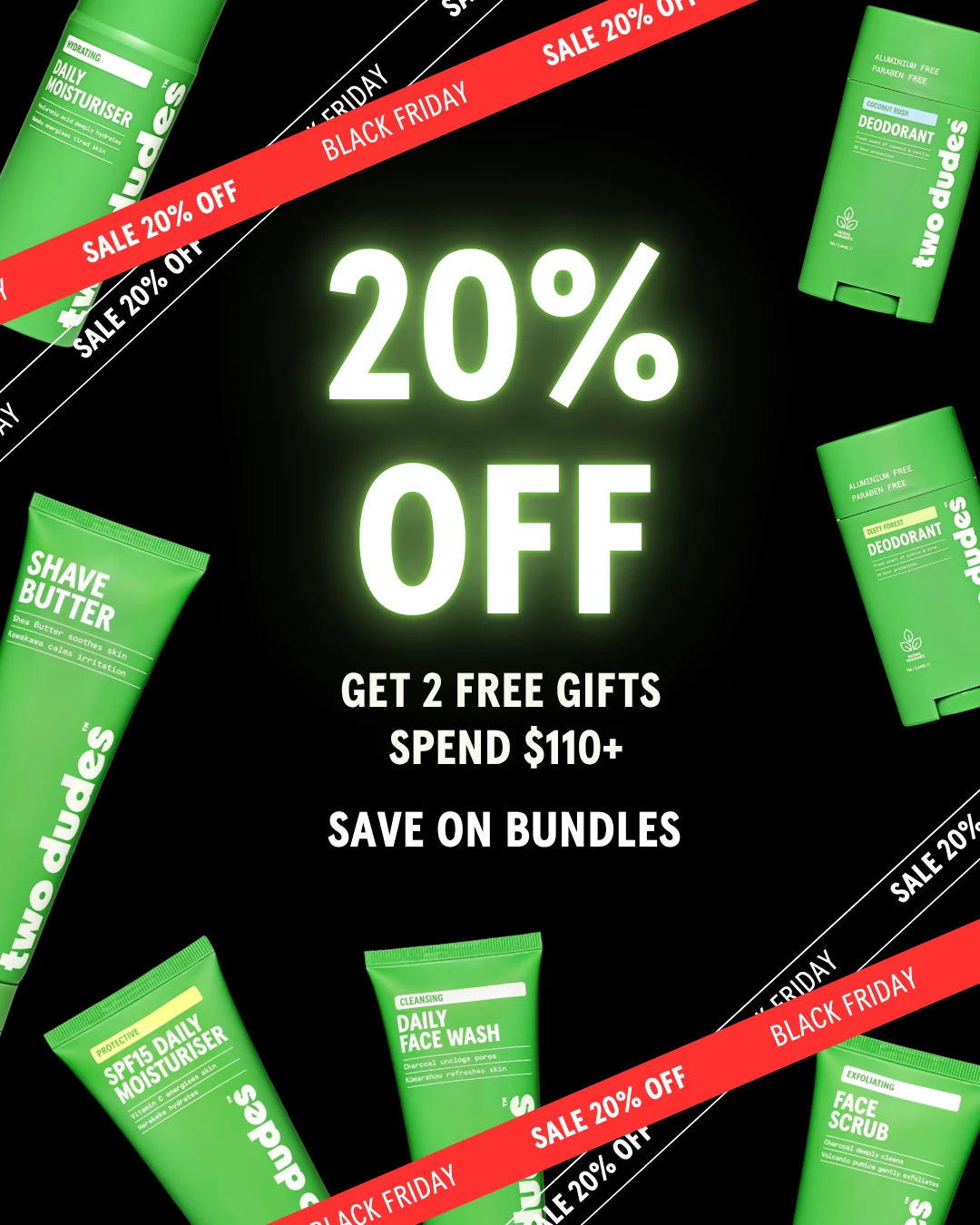Two Dudes men's skincare paid social creative
